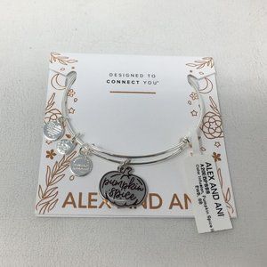 Alex and Ani Color Infusion Pumpkin Spice Charm Bangle, Shiny Silver Finish